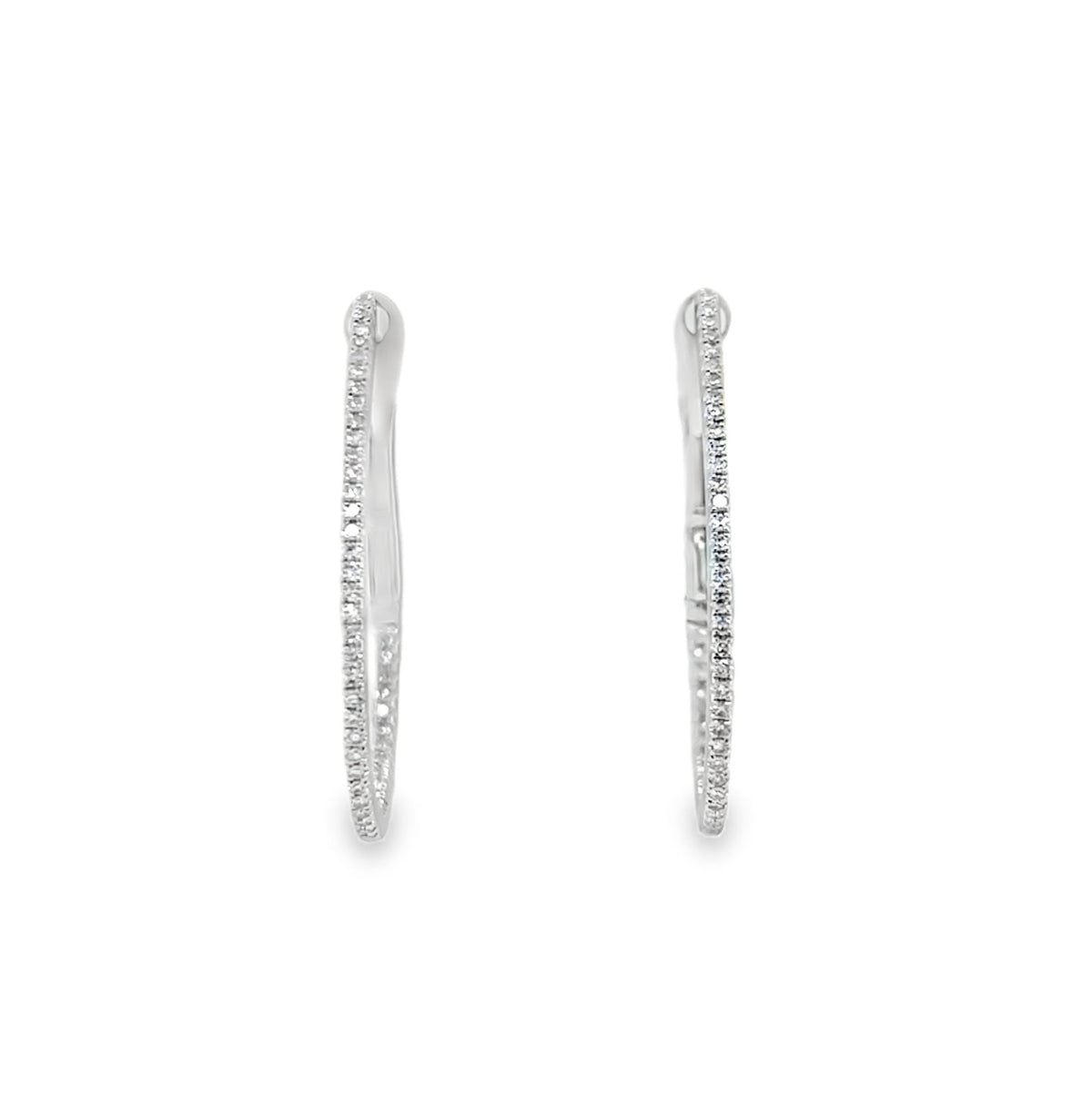 Jai's 14K White Gold 0.25-carat Diamond Oval Inside-out Hoops