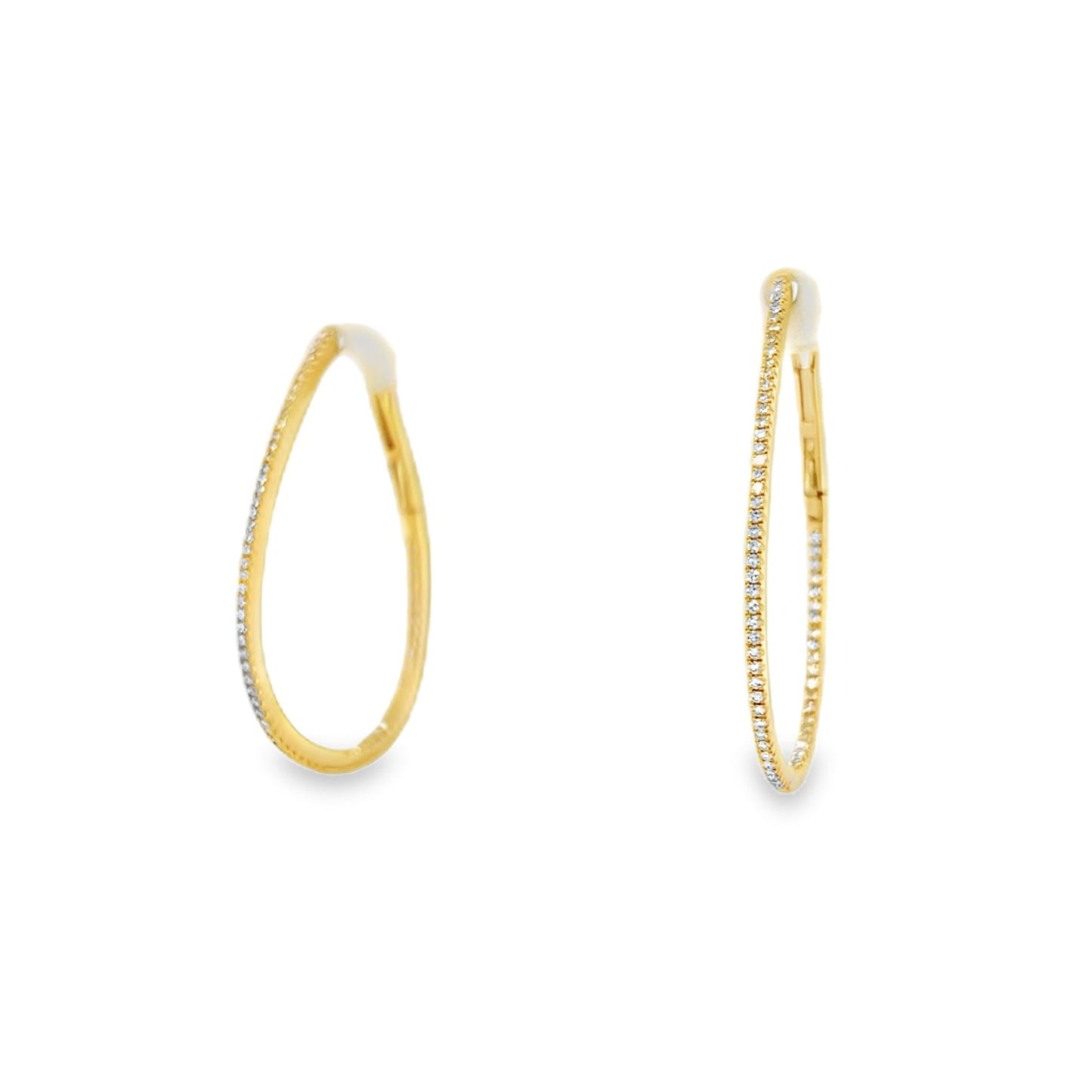 Jai's 14K Yellow Gold Diamond Oval Inside-out Hoops