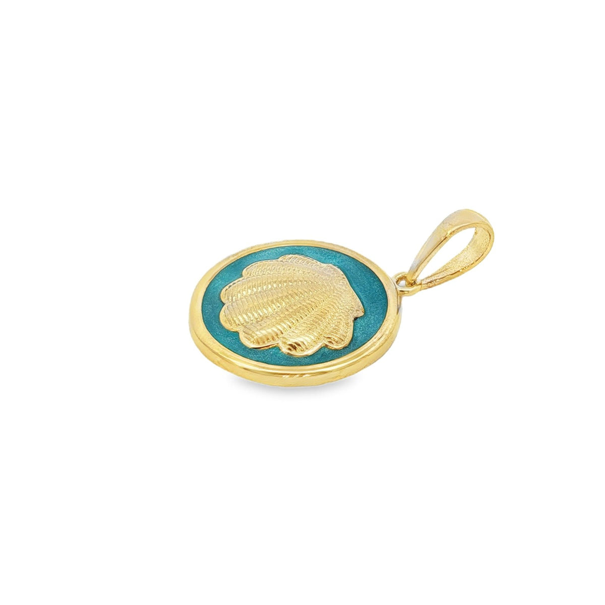 Jai's Gold-plated Sterling Silver Turquoise-accented Seashell Pendant
