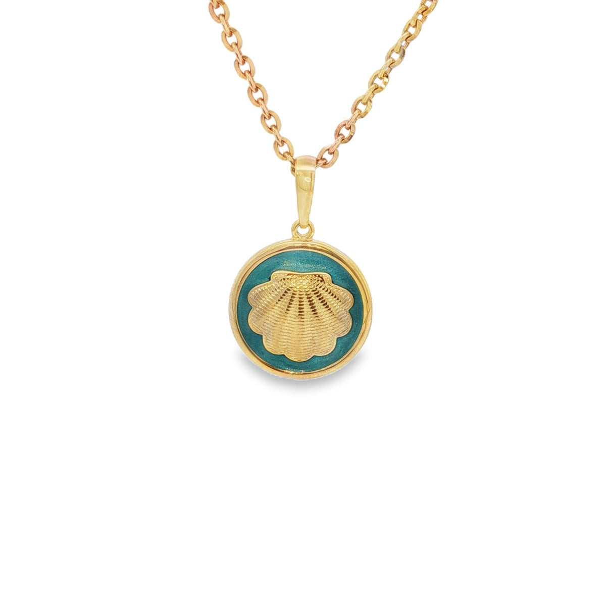 Jai's 14K Yellow Gold Turquoise-accented Seashell Pendant