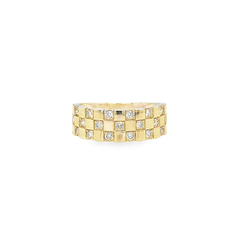 Jai's 14K Yellow Gold Checkered Diamond Ring