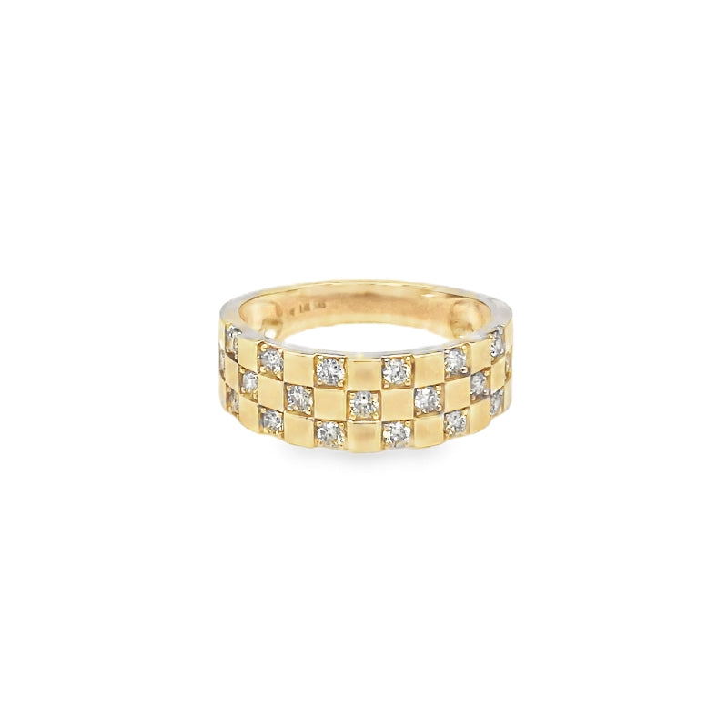 Jai's 14K Yellow Gold Checkered Diamond Ring