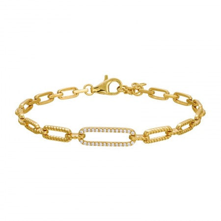 Jai's 14K Yellow Gold Diamond Paperclip Chain Bracelet
