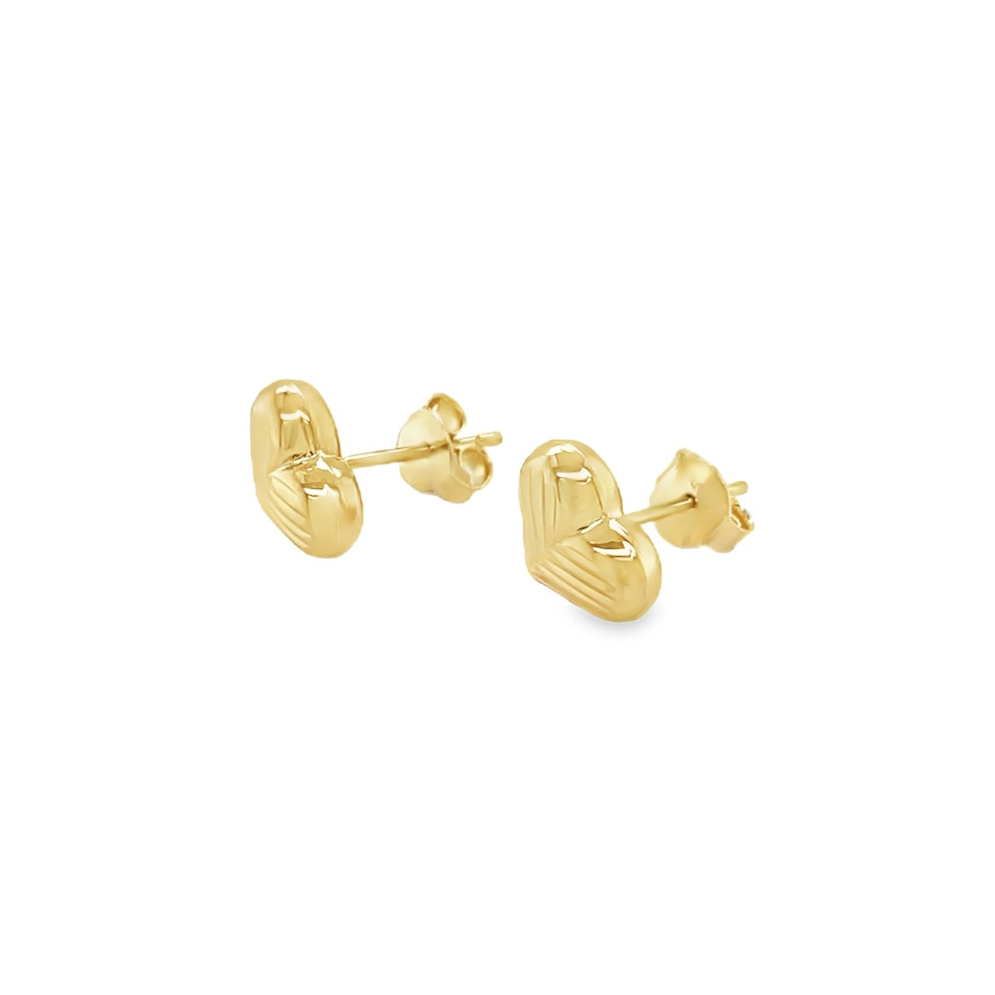 Jai's 14K Yellow Gold Lined Heart Studs