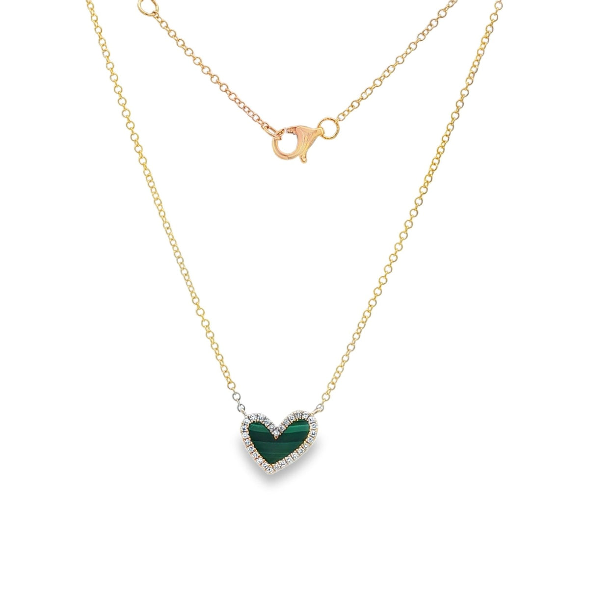 Jai's 14K Yellow Gold Malachite & Diamond Heart Necklace