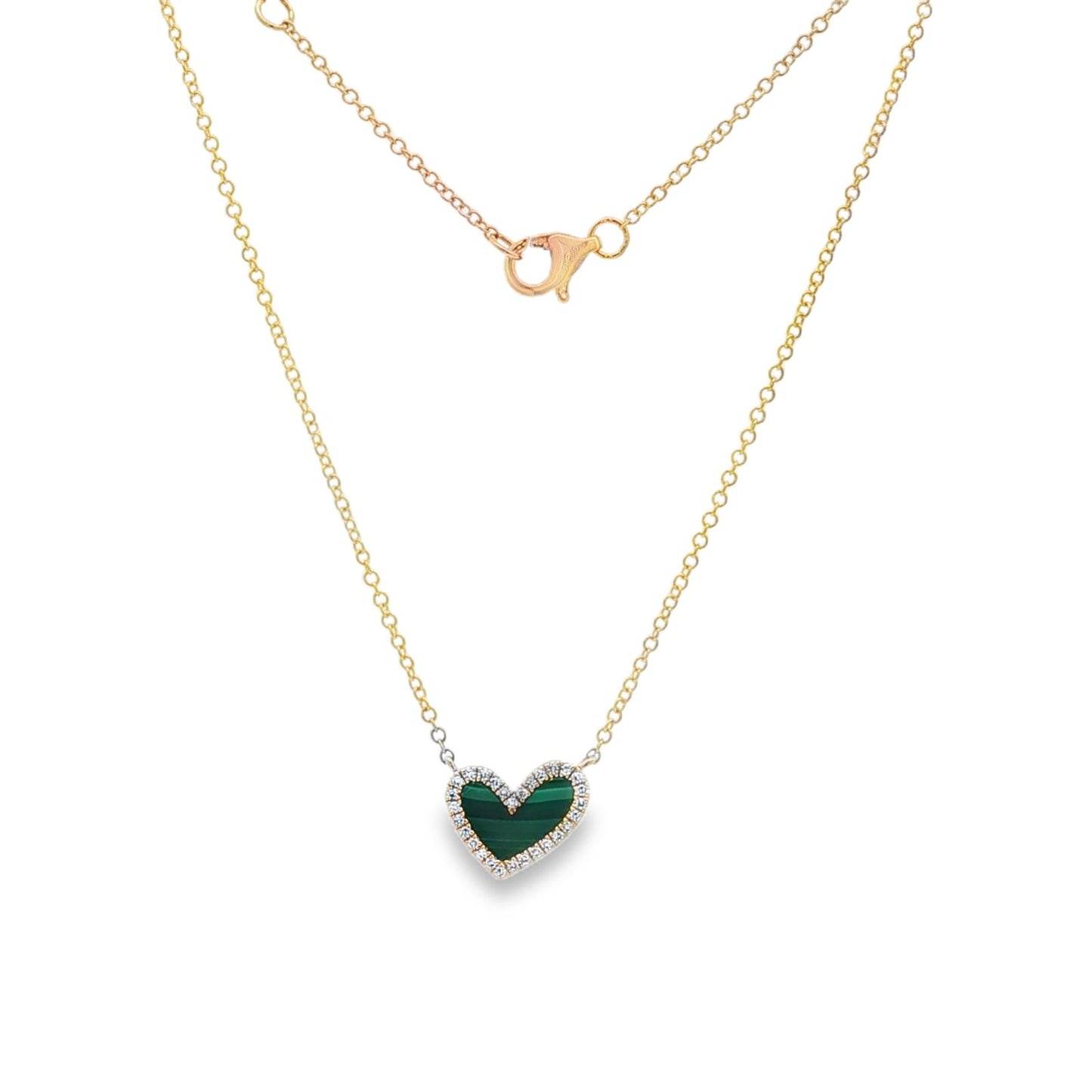 Jai's 14K Yellow Gold Diamond & Malachite Heart Necklace