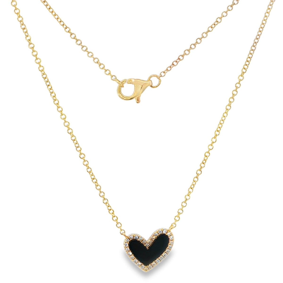 Jai's 14K Yellow Gold Black Onyx & Diamond Heart Necklace