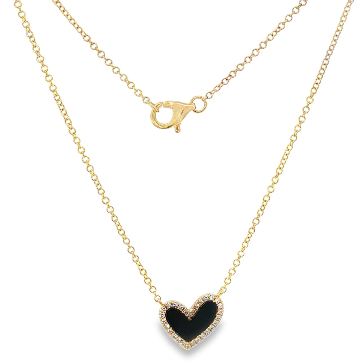 Jai's 14K Yellow Gold Diamond & Black Onyx Heart Necklace