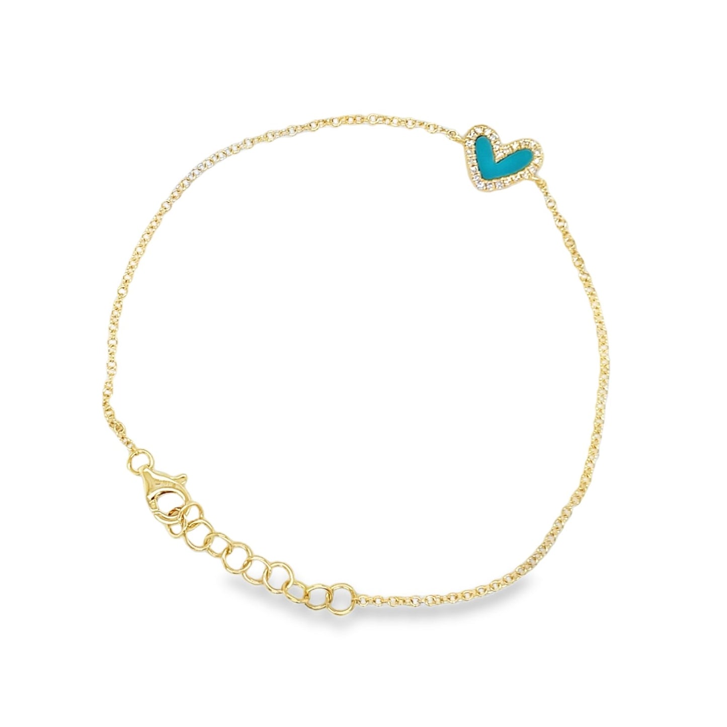 Jai's 14K Yellow Gold Turquoise & Diamond Heart Bracelet