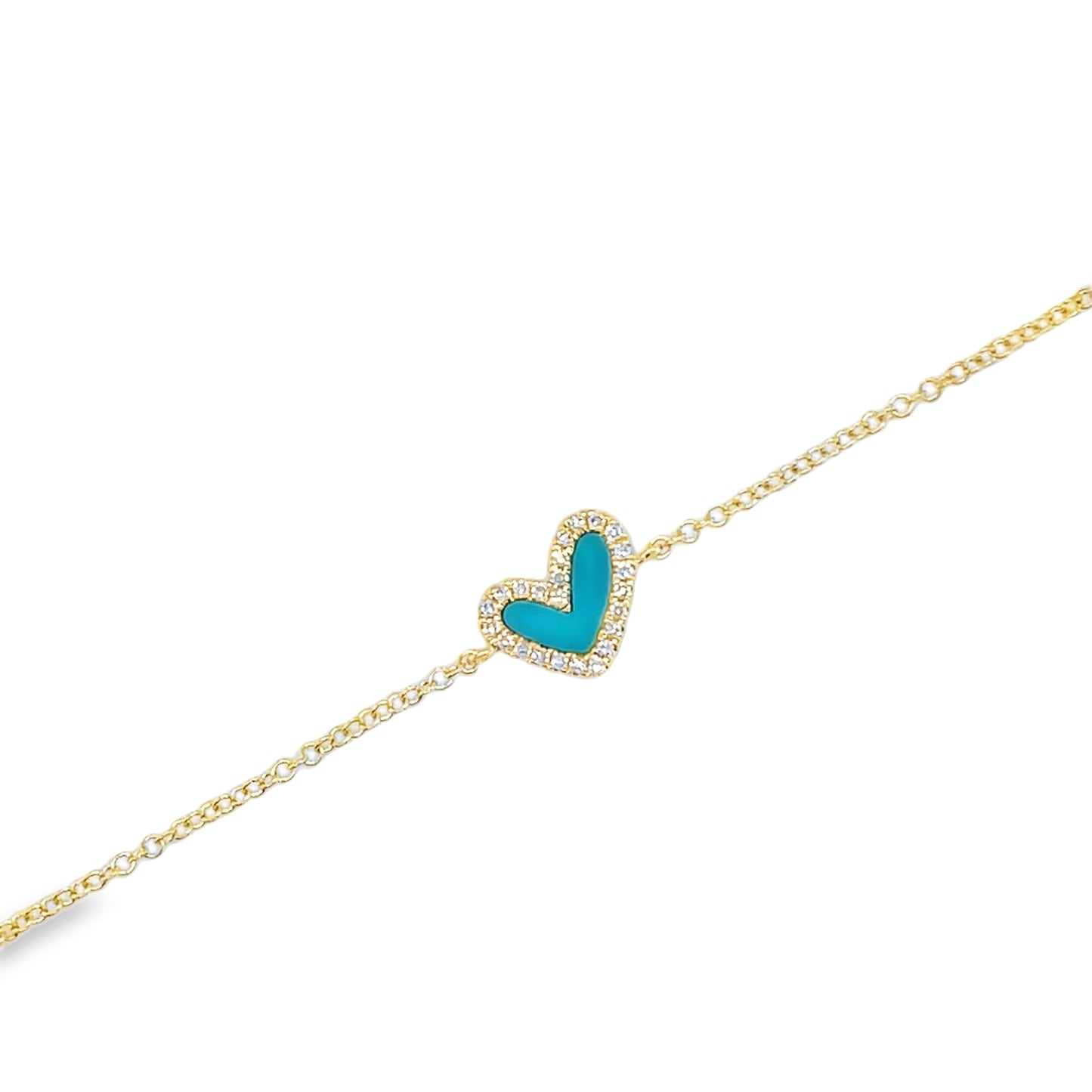 Jai's 14K Yellow Gold Turquoise & Diamond Heart Bracelet
