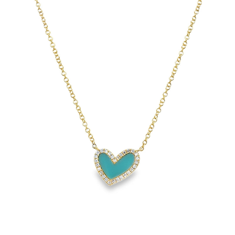 Jai's 14K Yellow Gold Turquoise & Diamond Heart Necklace