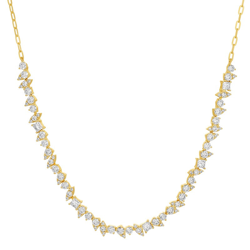 Jai's 14K Yellow Gold 2-carat Diamond Semi-pave Tennis Necklace