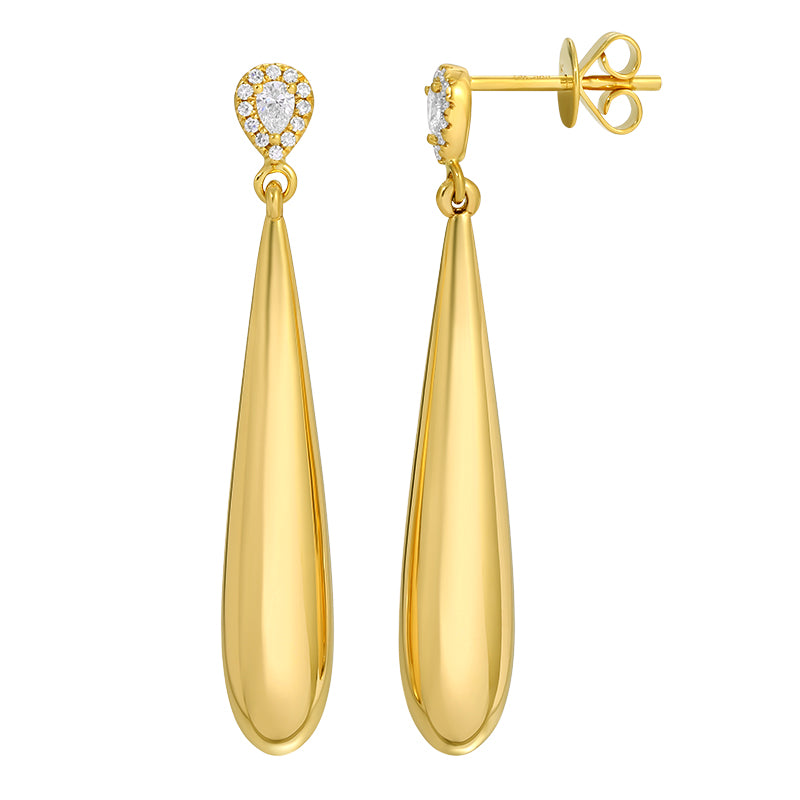Jai's 14K Yellow Gold Princess-cut Diamond Teardrop Drop Earrings