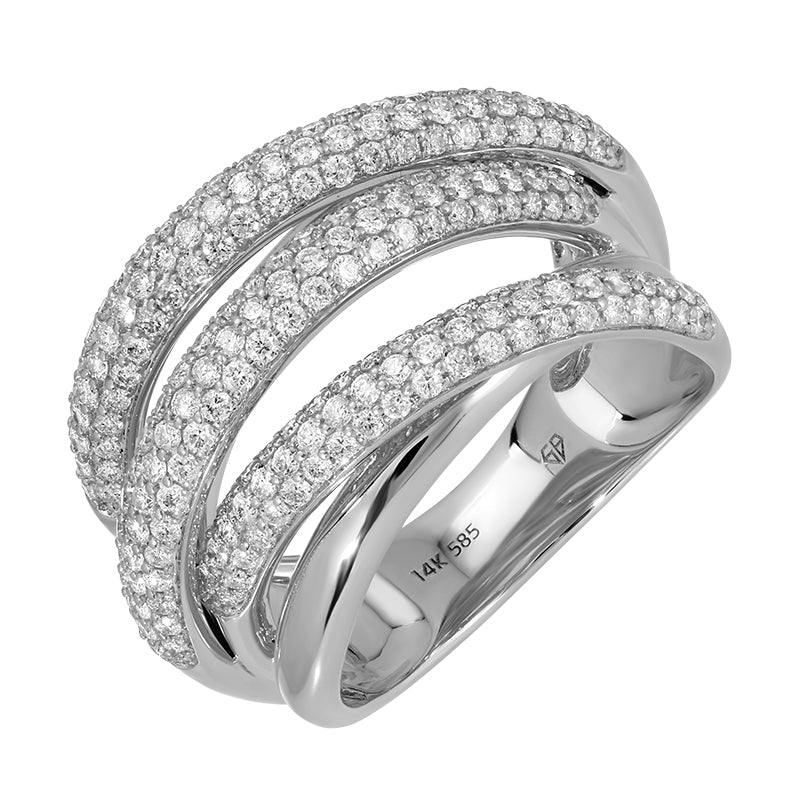 Jai's 14K White Gold Three-row Diamond Pave Ring