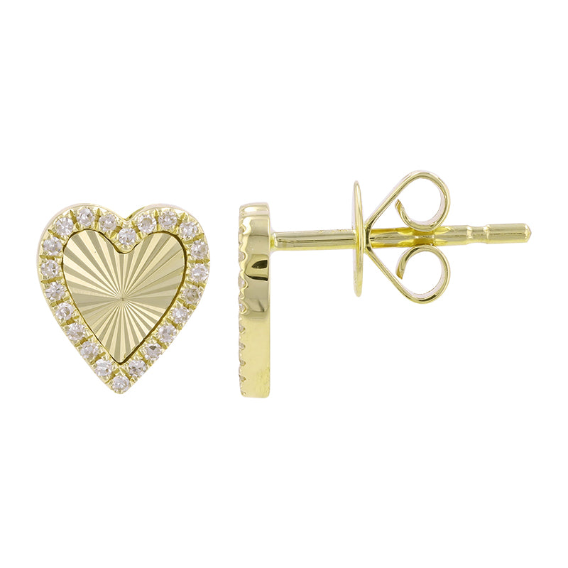 Jai's 14K Yellow Gold Diamond Heart Studs