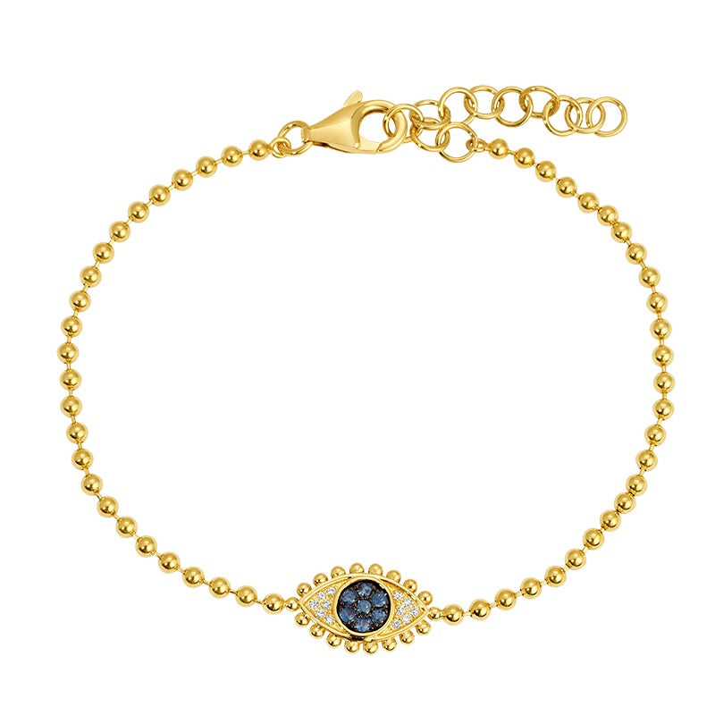 Jai's 14K Yellow Gold Sapphire & Diamond Evil Eye Bracelet