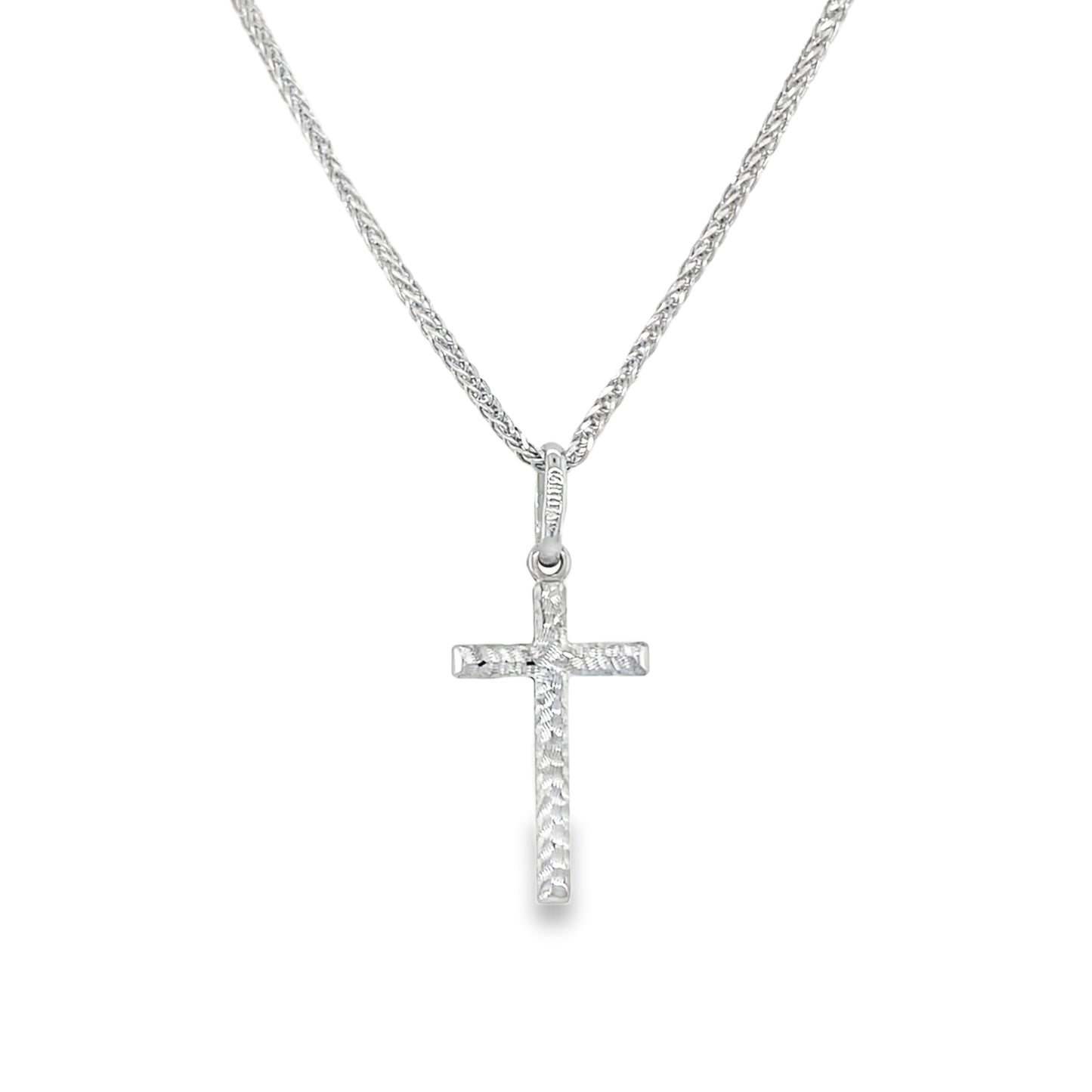 Jai's 14K White Gold Textured Cross Pendant