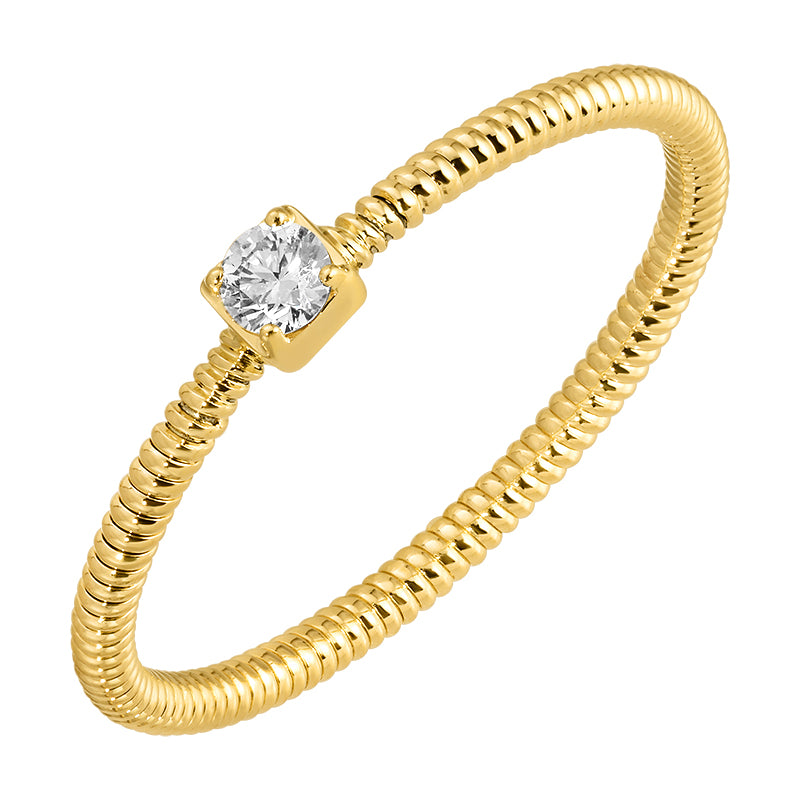 Jai's 14K Yellow Gold Solitaire Diamond Ridged Ring