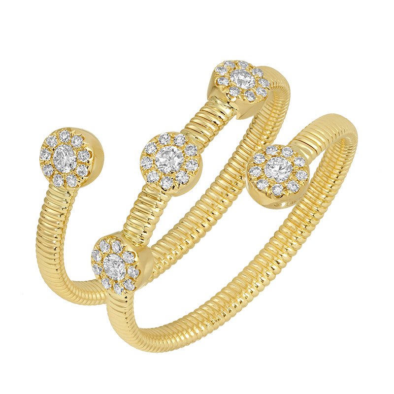 Jai's 14K Yellow Gold Spiral Diamond Ridged Ring