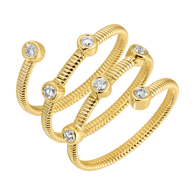 Jai's 14K Yellow Gold Diamond Spiral Ring