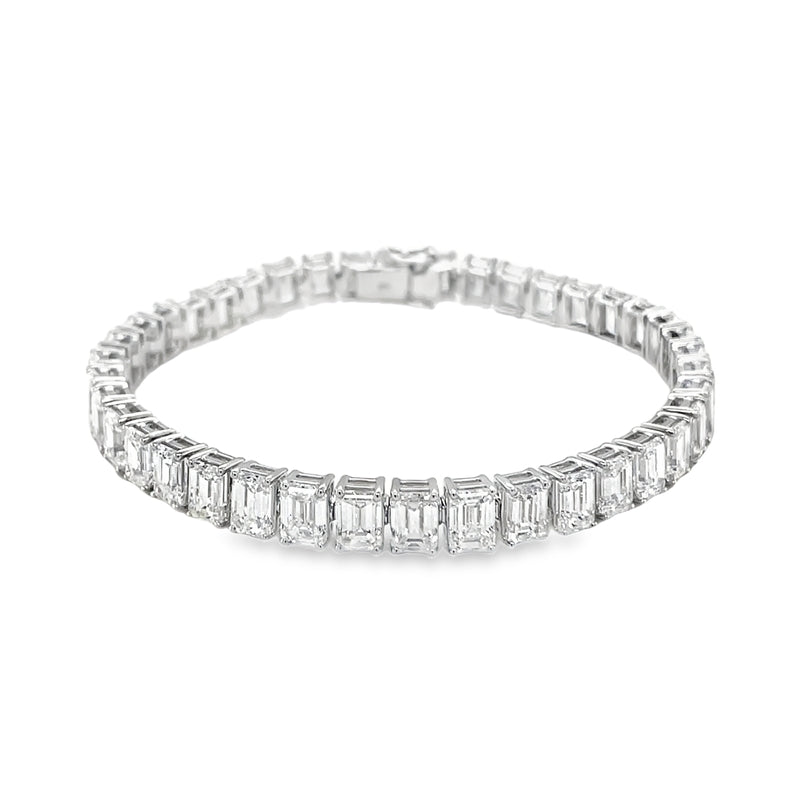 Jai's 18K White Gold 20-carat Emerald-cut Diamond Tennis Bracelet