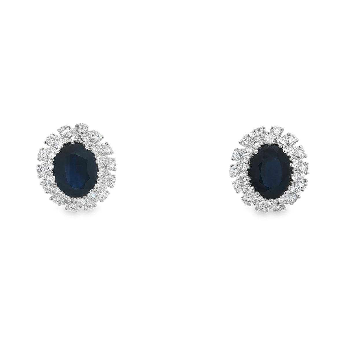 Jai's 14K White Gold Oval-cut Sapphire & Diamond Studs