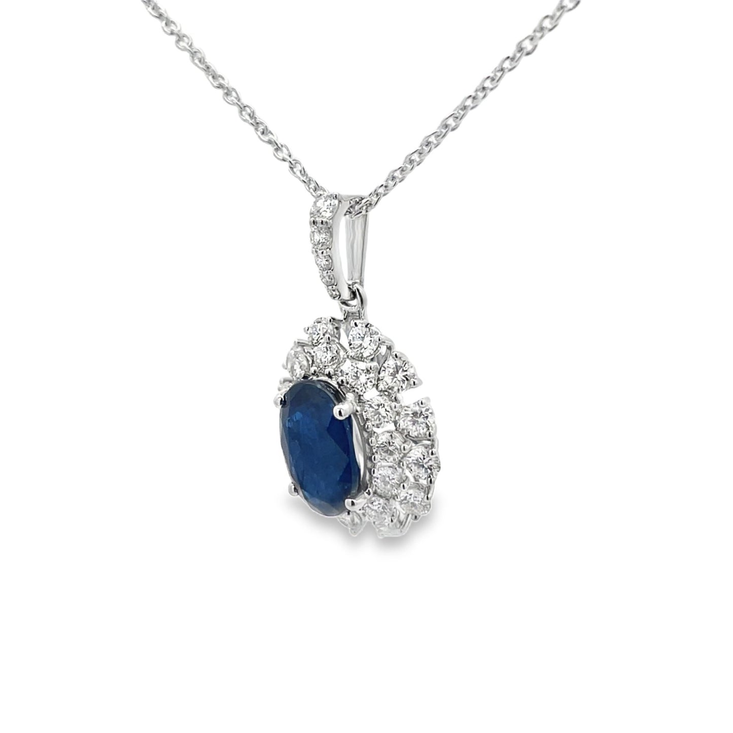 Jai's 18K White Gold Oval Sapphire & Diamond Necklace