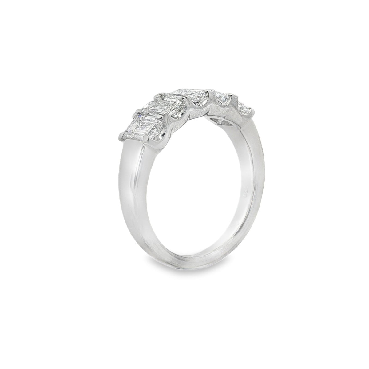 Jai's 18K White Gold Five-stone 2-carat Emerald-cut Diamond Wedding Band