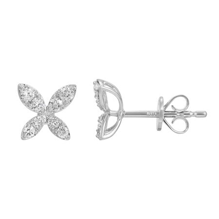 Jai's 14K White Gold Diamond Butterfly Studs