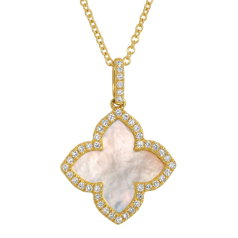 Jai's 14K Yellow Gold Mother-of-Pearl & Diamond Quatrefoil Necklace