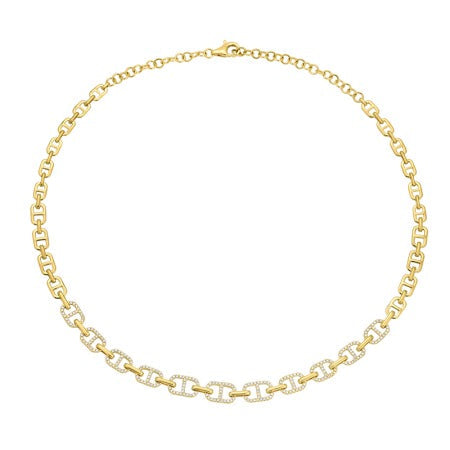 Jai's 14K Yellow Gold Semi-pave Diamond Mariner Chain