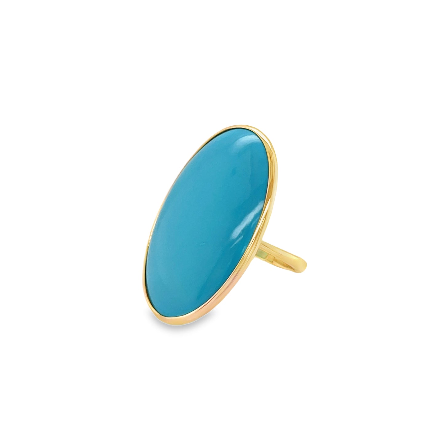 Jai's 18K Yellow Gold Oval Turquoise Ring