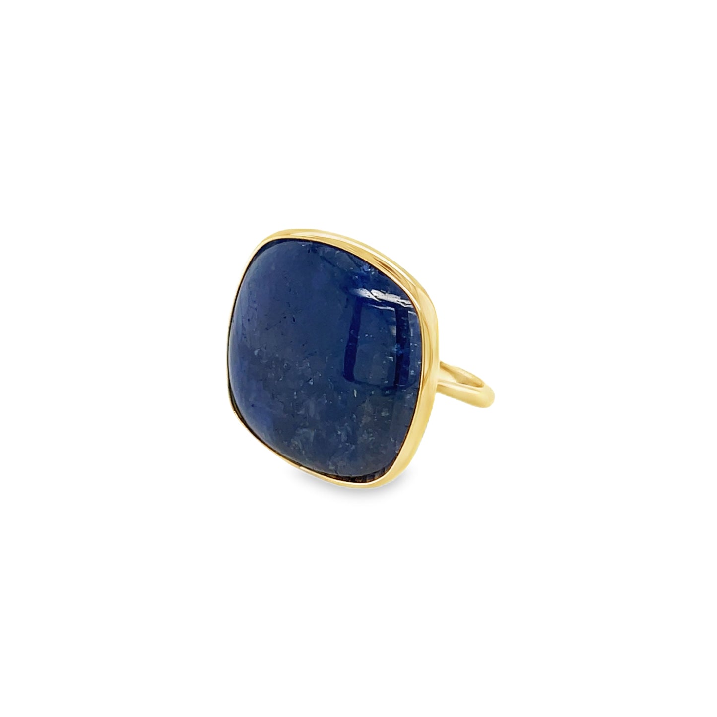 Jai's 18K Yellow Gold Square Blue Corundum Ring