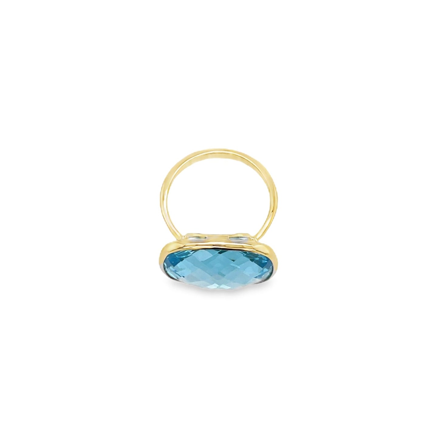 Jai's 18K Yellow Gold Square Blue Topaz Ring