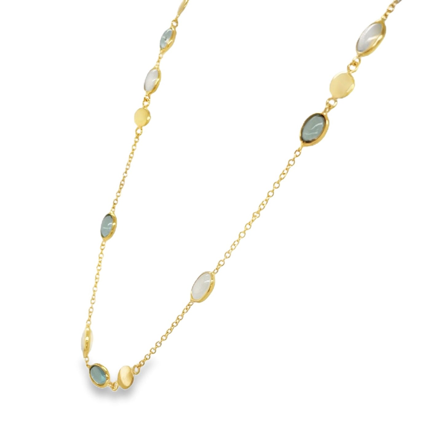 Jai's 18K Yellow Gold Mother-of-Pearl & Blue Topaz Necklace