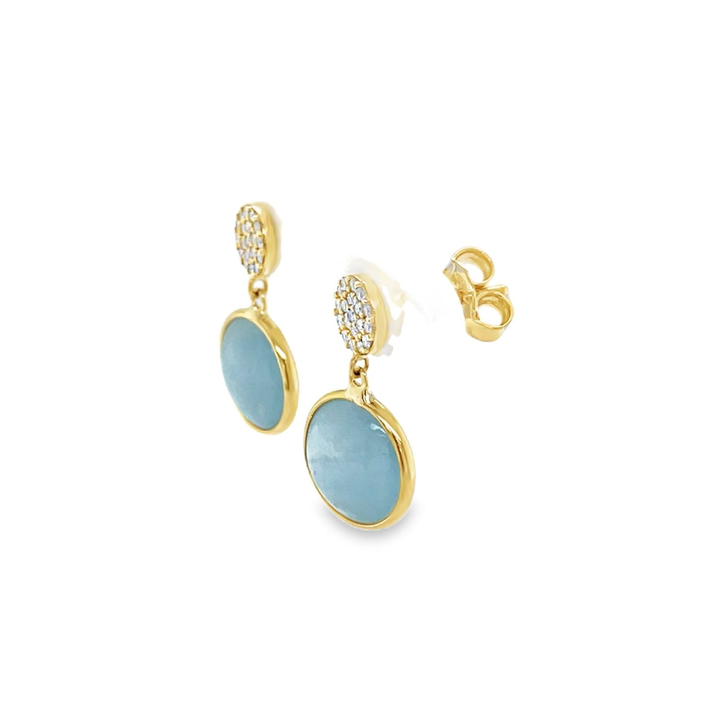 Jai's 18K Yellow Gold Aquamarine & Diamond Drop Earrings