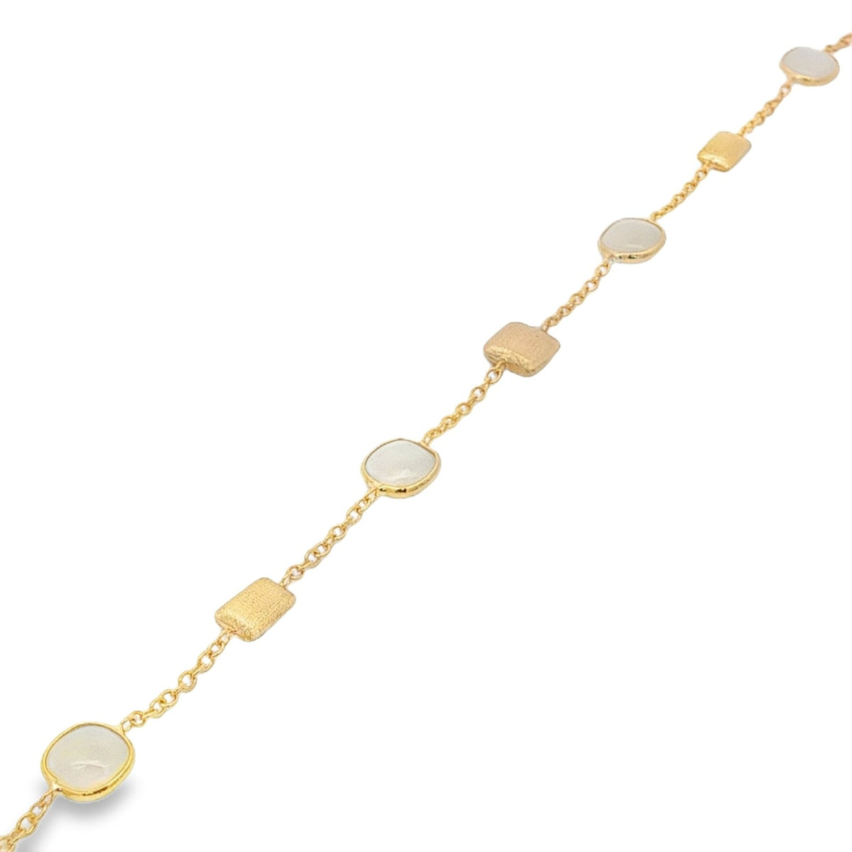 Jai's 18K Yellow Gold Moonstone & Satin Square Bead Bracelet