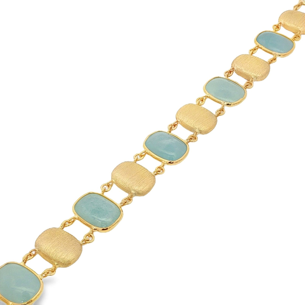 Jai's 18K Yellow Gold Aquamarine & Satin Link Bracelet