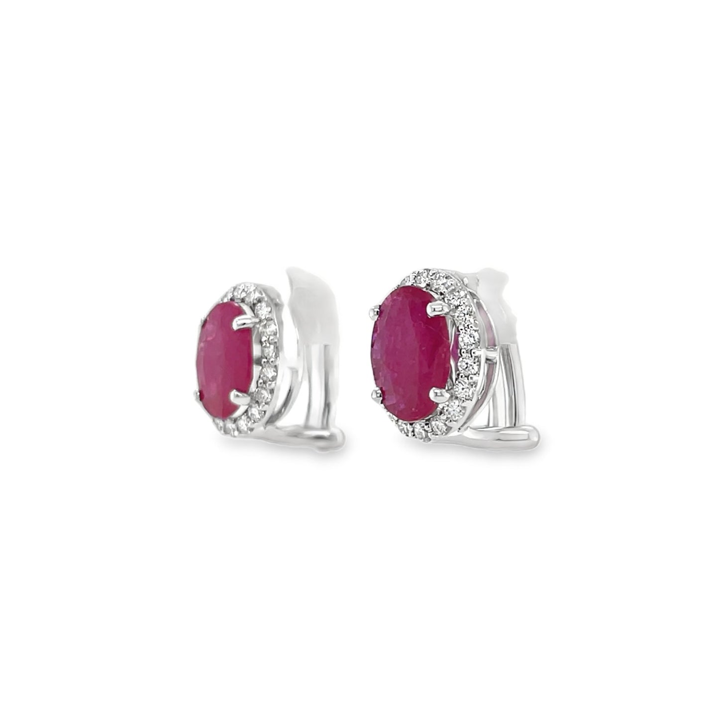 Jai's 14K White Gold Oval Ruby & Diamond Studs