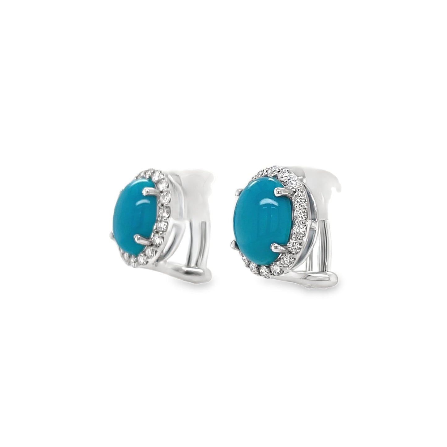 Jai's 14K White Gold Oval Turquoise & Diamond Studs