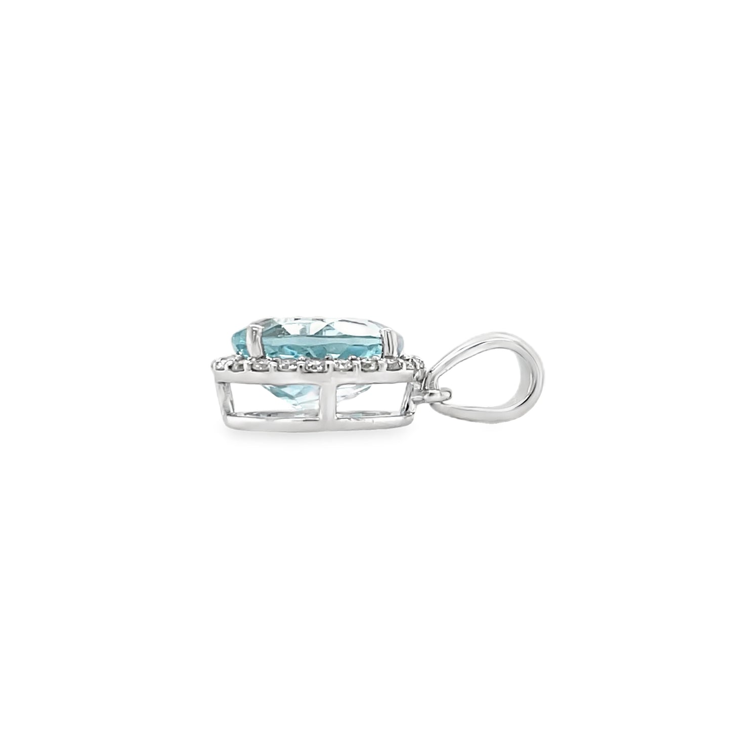 Jai's 14K White Gold Oval Aquamarine & Diamond Pendant
