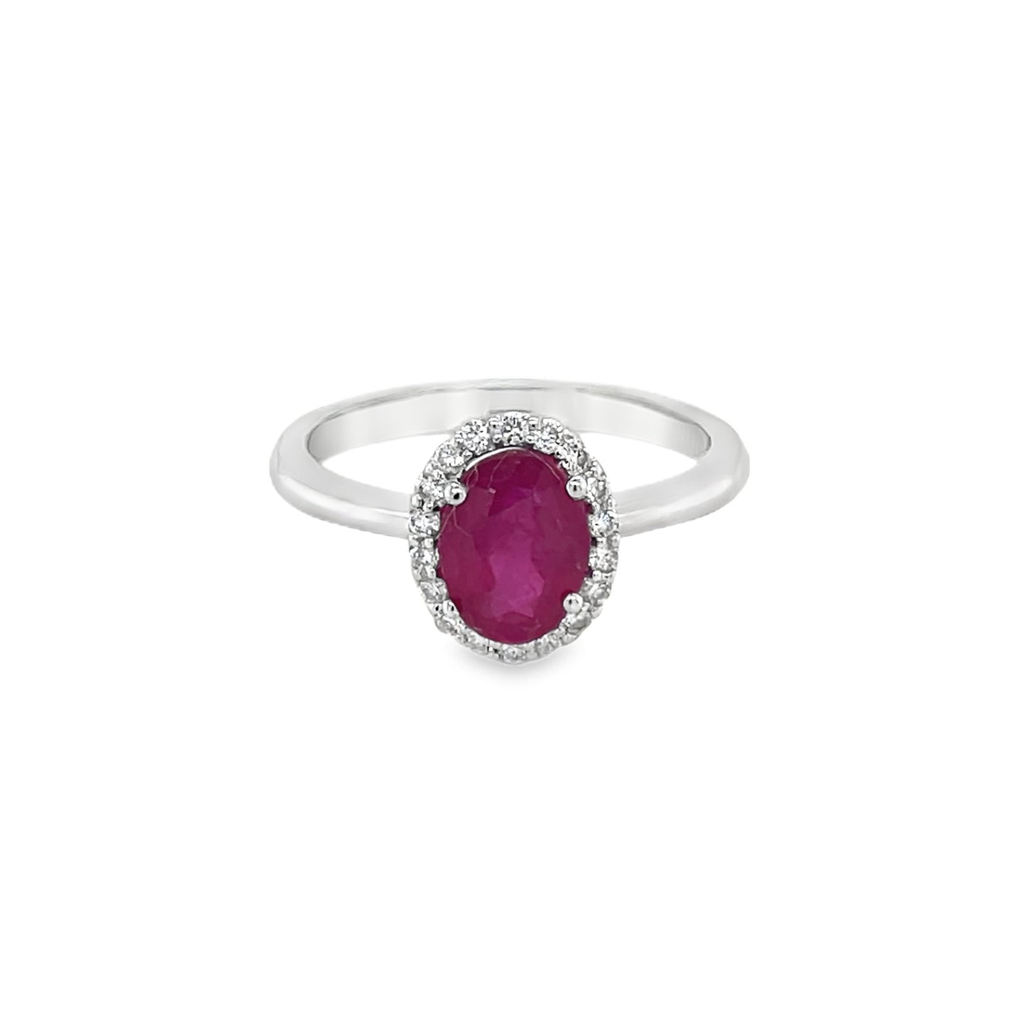 Jai's 14K White Gold Oval Ruby & Diamond Ring