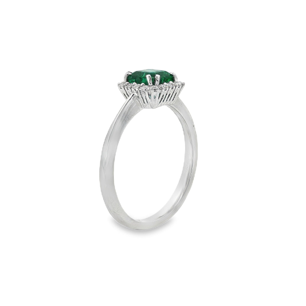 Jai's 14K White Gold Octagon-cut Emerald & Diamond Ring