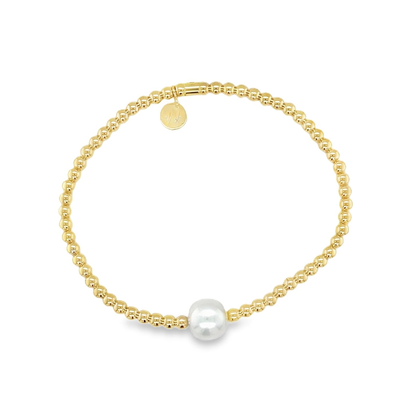 Hulchi Belluni's 18K Yellow Gold Pearl Tresore Stretch Bracelet