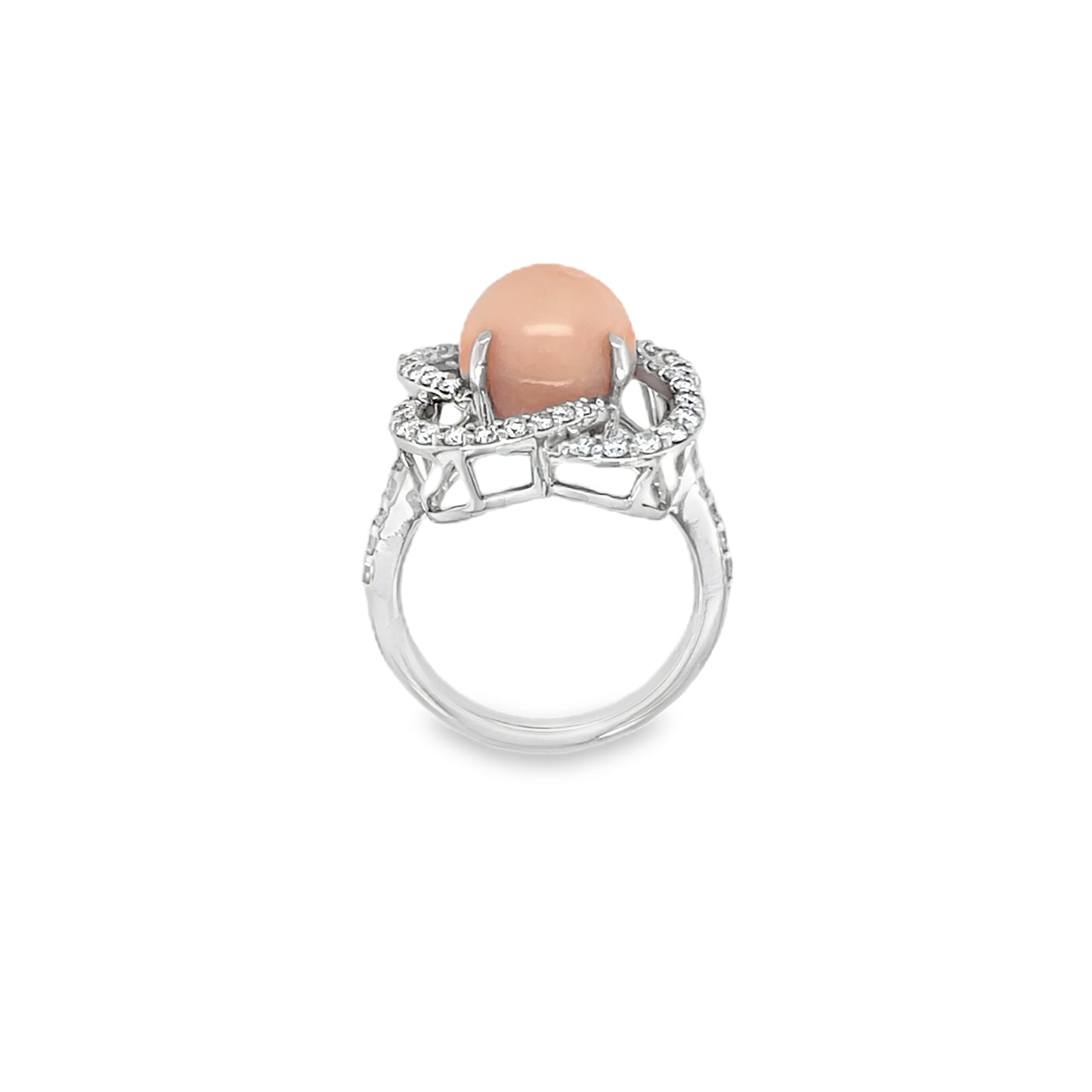 Jai's 18K White Gold Floral Conch Pearl & Diamond Ring