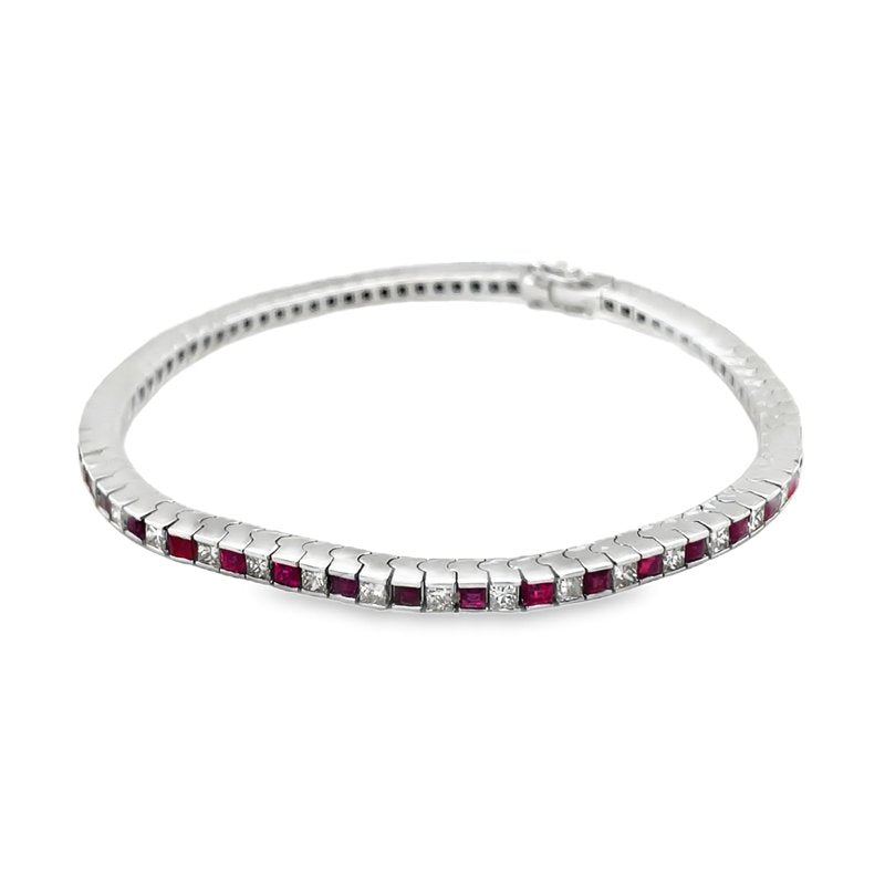 Jai's 14K White Gold Princess-cut Ruby & Diamond Bracelet
