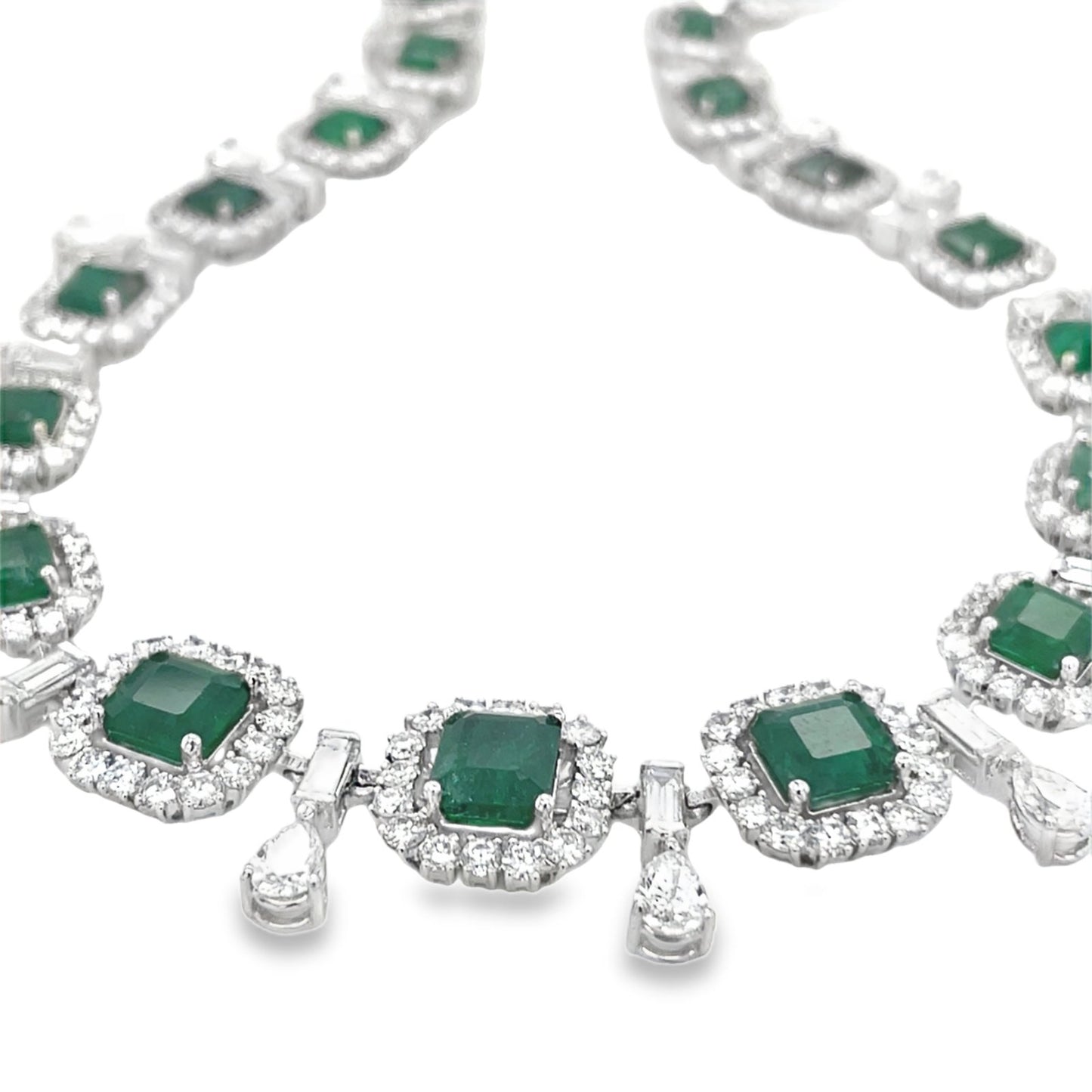 Jai's 18K White Gold Emerald & Diamond-lined Necklace