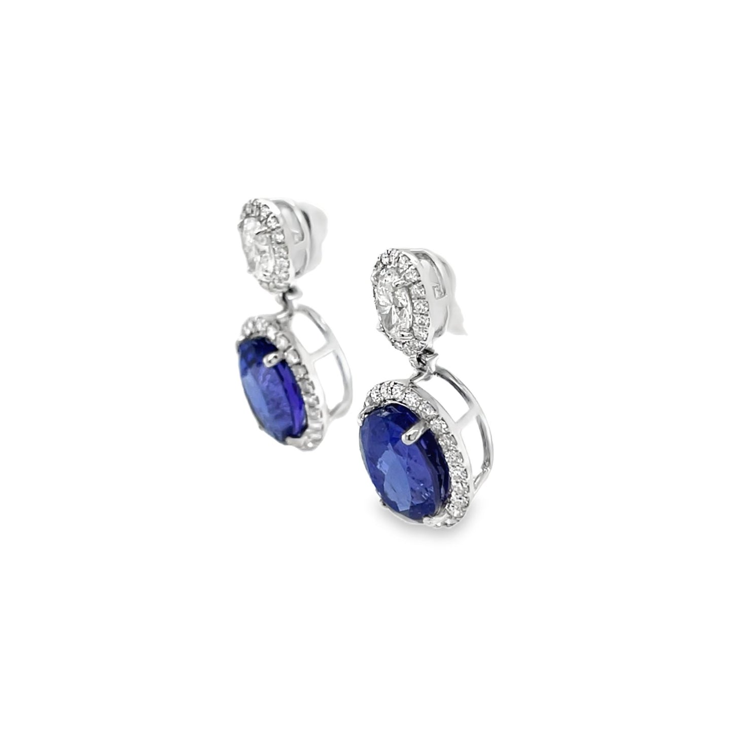 Jai's 14K White Gold Oval Tanzanite & Diamond-lined Drop Earrings