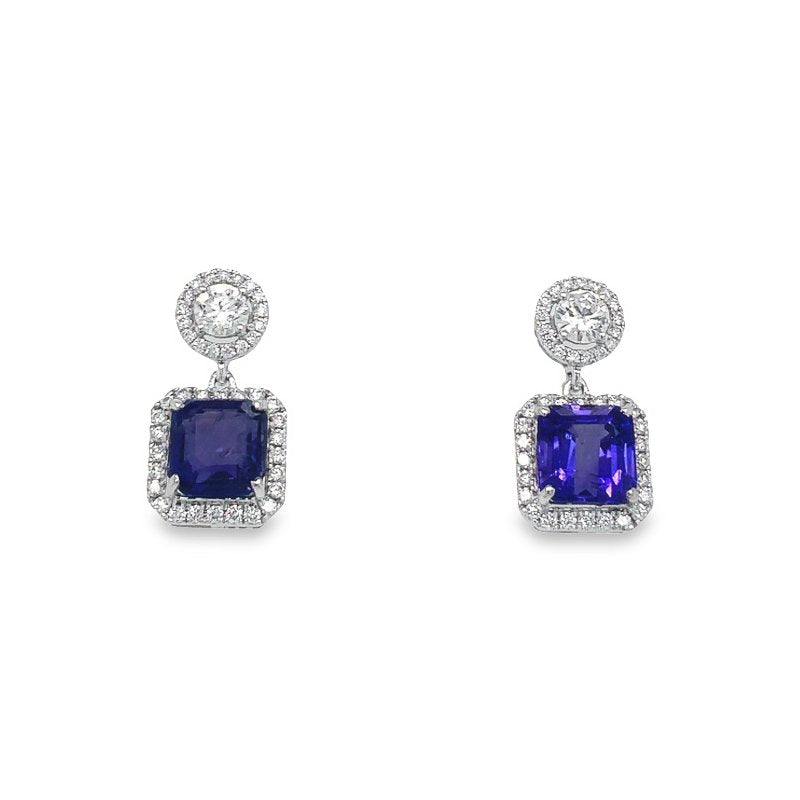 Jai's 14K White Gold Cushion-cut Tanzanite & Diamond-lined Drop Earrings