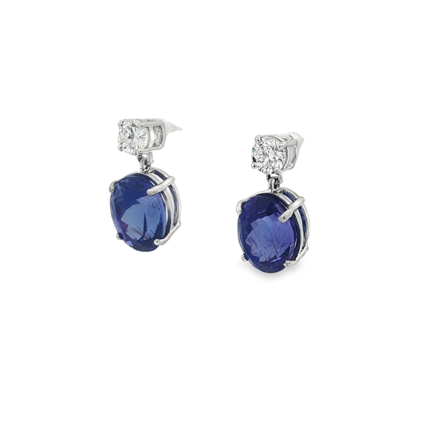 Jai's 14K White Gold Oval Tanzanite & Diamond Drop Earrings